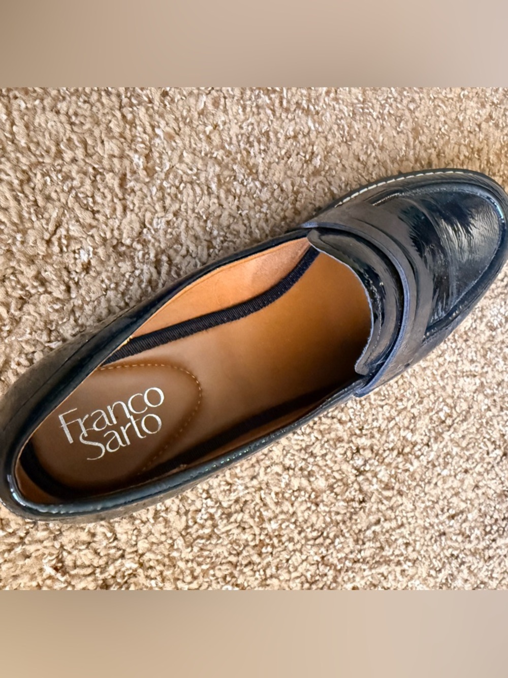Franco Sarto Black Patent Leather Penny Loafer